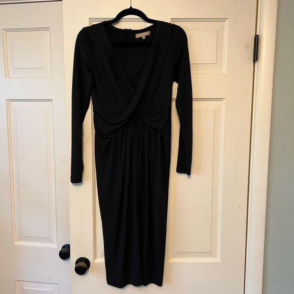 Michael Kors Dresses & Skirts - Michael Kors Black Jersey Dress Drape Front 10